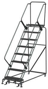 Ballymore Safety Products 50 Degree Slope Walk Down Ladders, 8 Step, 32 In Wide Base, 14 in Deep Top Step, Perforated Tread, Setup 