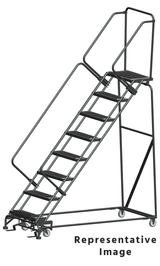 Ballymore Safety Products 50 Degree Slope Walk Down Ladders, 9 Step, 32 In Wide Base, 21 in Deep Top Step, Abrasive Mat Tread, Setup 