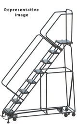 Ballymore Safety Products 50 Degree Slope Walk Down All Directional Ladders, All Directional, 50° Incline, 9 Step, 32 In Wide Base, 14 in Deep Top Step, Perforated Tread 