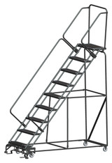 Ballymore Safety Products 50 Degree Slope Walk Down Ladders, 9 Step, 32 In Wide Base, 14 in Deep Top Step, Abrasive Mat Tread, Setup 