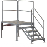 Tri-Arc Work Platform: 3 to 4 Steps, 28 in to 35 in, 43 1/2 in Platform Wd, 60 in Platform Dp, Gray 