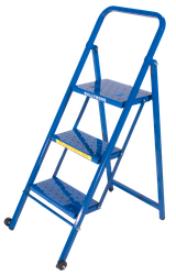 Ballymore Safety Products Thin Line Ladder, 50° Incline, 3 Step, 21 in Wide Base, 10 in Deep Top Step, Perforated Tread 