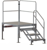 Tri-Arc Work Platform: 2 to 3 Steps, 25 1/2 in to 34 in, 43 1/2 in Platform Wd, 60 in Platform Dp 