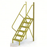 Tri-Arc U-Design 6 Step Crossover Ladder: 50° Incline, 1,000 Lb Load Capacity, Steel, Serrated, 102" Overall Height, 30" Overall Width 