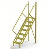 Tri-Arc U-Design 7 Step Crossover Ladder: 50° Incline, 1,000 Lb Load Capacity, Steel, Serrated, 112" Overall Height, 30" Overall Width 