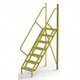 Tri-Arc U-Design 7 Step Crossover Ladder: 50° Incline, 1,000 Lb Load Capacity, Steel, Perforated, 112" Overall Height, 30" Overall Width 