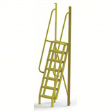 Tri-Arc U-Design 7 Step Crossover Ladder: 75° Incline, 1,000 Lb Load Capacity, Steel, Perforated, 112" Overall Height, 30" Overall Width 