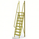Tri-Arc U-Design 9 Step Crossover Ladder: 75° Incline, 1,000 Lb Load Capacity, Steel, Serrated, 132" Overall Height, 30" Overall Width 