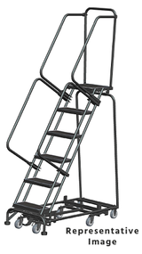 Ballymore Safety Products Weight Actuated All Directional Ladders, Weight Actuated, All Directional, 6 Step, 24 In Wide Base, 14 in Deep Top Step, Abrasive Mat Tread, Setup 