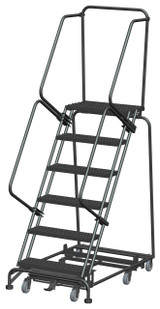 Ballymore Safety Products Weight Actuated All Directional Ladders, Weight Actuated, All Directional, 6 Step, 32 In Wide Base, 14 in Deep Top Step, Serrated Tread 