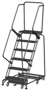 Ballymore Safety Products Weight Actuated All Directional Ladders, Weight Actuated, All Directional, 6 Step, 32 In Wide Base, 14 in Deep Top Step, Expanded Metal Tread 