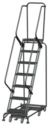 Ballymore Safety Products Weight Actuated All Directional Ladders, Weight Actuated, All Directional, 7 Step, 24 In Wide Base, 14 in Deep Top Step, Serrated Tread 