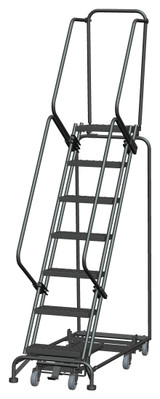 Ballymore Safety Products Weight Actuated All Directional Ladders, Weight Actuated, All Directional, 7 Step, 24 In Wide Base, 14 in Deep Top Step, Perforated Tread 