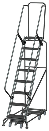 Ballymore Safety Products Weight Actuated All Directional Ladders, Weight Actuated, All Directional, 8 Step, 24 In Wide Base, 14 in Deep Top Step, Serrated Tread 