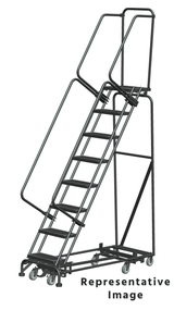 Ballymore Safety Products Weight Actuated All Directional Ladders, Weight Actuated, All Directional, 8 Step, 24 In Wide Base, 21 in Deep Top Step, Expanded Metal Tread, Setup 