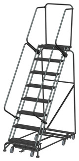 Ballymore Safety Products Weight Actuated All Directional Ladders, Weight Actuated, All Directional, 8 Step, 32 In Wide Base, 14 in Deep Top Step, Serrated Tread 