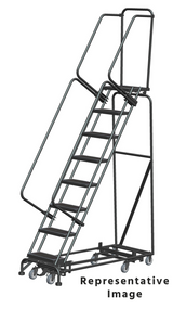 Ballymore Safety Products Weight Actuated All Directional Ladders, Weight Actuated, All Directional, 8 Step, 32 In Wide Base, 14 in Deep Top Step, Abrasive Mat Tread, Setup 