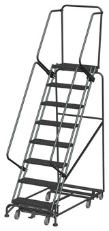 Ballymore Safety Products Weight Actuated All Directional Ladders, Weight Actuated, All Directional, 8 Step, 32 In Wide Base, 14 in Deep Top Step, Expanded Metal Tread 