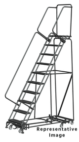 Ballymore Safety Products Weight Actuated All Directional Ladders, Weight Actuated, All Directional, 10 Step, 32 In Wide Base, 28 in Deep Top Step, Perforated Tread 