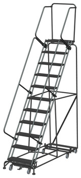 Ballymore Safety Products Weight Actuated All Directional Ladders, Weight Actuated, All Directional, 11 Step, 32 In Wide Base, 14 in Deep Top Step, Serrated Tread 