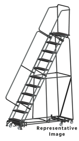 Ballymore Safety Products Weight Actuated All Directional Ladders, Weight Actuated, All Directional, 11 Step, 32 In Wide Base, 28 in Deep Top Step, Serrated Tread 