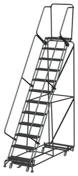Ballymore Safety Products Weight Actuated All Directional Ladders, Weight Actuated, All Directional, 12 Step, 32 In Wide Base, 14 in Deep Top Step, Serrated Tread 