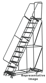 Ballymore Safety Products Weight Actuated All Directional Ladders, Weight Actuated, All Directional, 12 Step, 32 In Wide Base, 21 in Deep Top Step, Serrated Tread 