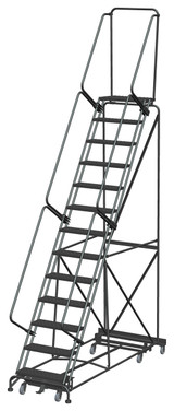 Ballymore Safety Products Weight Actuated All Directional Ladders, Weight Actuated, All Directional, 13 Step, 40 In Wide Base, 14 in Deep Top Step, Perforated Tread 