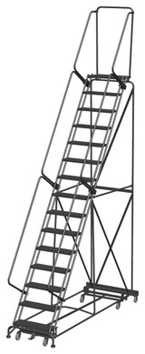 Ballymore Safety Products Weight Actuated All Directional Ladders, Weight Actuated, All Directional, 15 Step, 40 In Wide Base, 14 in Deep Top Step, Perforated Tread 