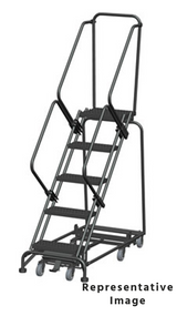 Ballymore Safety Products Weight Actuated All Directional 50 Degree Slope Walk Down Ladders, Weight Actuated, All Directional, 50° Incline, 5 Step, 24 In Wide Base, 14 in Deep Top Step, Perforated Tread 