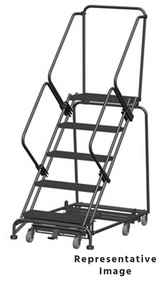 Ballymore Safety Products Weight Actuated All Directional 50 Degree Slope Walk Down Ladders, Weight Actuated, All Directional, 50° Incline, 5 Step, 32 In Wide Base, 14 in Deep Top Step, Perforated Tread, Setup 
