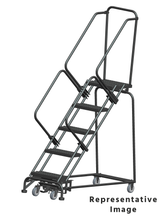 Ballymore Safety Products Weight Actuated 50 Degree Slope Walk Down Ladders, Weight Actuated, 50° Incline, 5 Step, 32 In Wide Base, 21 in Deep Top Step, Expanded Metal Tread 