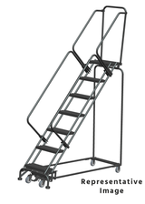Ballymore Safety Products Weight Actuated 50 Degree Slope Walk Down Ladders, Weight Actuated, 50° Incline, 7 Step, 24 In Wide Base, 21 in Deep Top Step, Expanded Metal Tread, Setup 