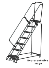 Ballymore Safety Products Weight Actuated 50 Degree Slope Walk Down Ladders, Weight Actuated, 50° Incline, 7 Step, 24 In Wide Base, 28 in Deep Top Step, Serrated Tread 