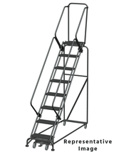 Ballymore Safety Products Weight Actuated 50 Degree Slope Walk Down Ladders, Weight Actuated, 50° Incline, 8 Step, 24 In Wide Base, 28 in Deep Top Step, Serrated Tread, Setup 