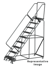 Ballymore Safety Products Weight Actuated 50 Degree Slope Walk Down Ladders, Weight Actuated, 50° Incline, 9 Step, 32 In Wide Base, 21 in Deep Top Step, Abrasive Mat Tread, Setup 