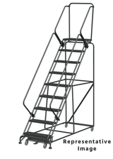Ballymore Safety Products Weight Actuated 50 Degree Slope Walk Down Ladders, Weight Actuated, 50° Incline, 9 Step, 32 In Wide Base, 28 in Deep Top Step, Serrated Tread 