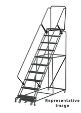 Ballymore Safety Products Weight Actuated 50 Degree Slope Walk Down Ladders, Weight Actuated, 50° Incline, 10 Step, 32 In Wide Base, 21 in Deep Top Step, Perforated Tread, Setup 