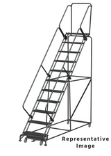 Ballymore Safety Products Weight Actuated 50 Degree Slope Walk Down Ladders, Weight Actuated, 50° Incline, 11 Step, 32 In Wide Base, 14 in Deep Top Step, Perforated Tread 