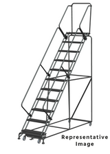 Ballymore Safety Products Weight Actuated 50 Degree Slope Walk Down Ladders, Weight Actuated, 50° Incline, 11 Step, 32 In Wide Base, 21 in Deep Top Step, Serrated Tread 