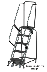 Ballymore Safety Products Weight-Actuated Series Ladders, Weight Actuated, 5 Step, 24 In Wide Base, 21 in Deep Top Step, Serrated Tread, Setup 