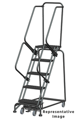 Ballymore Safety Products Weight-Actuated Series Ladders, Weight Actuated, 5 Step, 24 In Wide Base, 28 in Deep Top Step, Perforated Tread 