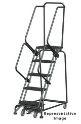 Ballymore Safety Products Weight-Actuated Series Ladders, Weight Actuated, 5 Step, 24 In Wide Base, 28 in Deep Top Step, Perforated Tread, Setup 