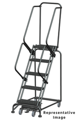 Ballymore Safety Products Weight-Actuated Series Ladders, Weight Actuated, 5 Step, 24 In Wide Base, 28 in Deep Top Step, Expanded Metal Tread, Setup 
