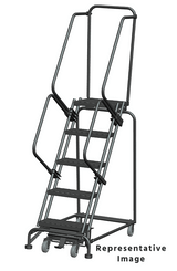 Ballymore Safety Products Weight-Actuated Series Ladders, Weight Actuated, 5 Step, 32 In Wide Base, 21 in Deep Top Step, Expanded Metal Tread 