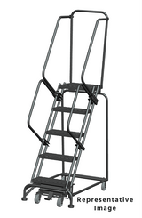 Ballymore Safety Products Weight-Actuated Series Ladders, Weight Actuated, 5 Step, 32 In Wide Base, 28 in Deep Top Step, Abrasive Mat Tread 