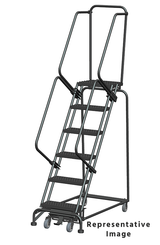 Ballymore Safety Products Weight-Actuated Series Ladders, Weight Actuated, 6 Step, 24 In Wide Base, 14 in Deep Top Step, Abrasive Mat Tread, Setup 