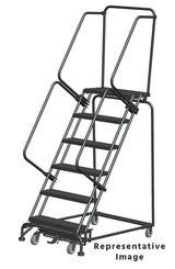 Ballymore Safety Products Weight-Actuated Series Ladders, Weight Actuated, 6 Step, 32 In Wide Base, 21 in Deep Top Step, Abrasive Mat Tread 