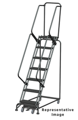 Ballymore Safety Products Weight-Actuated Series Ladders, Weight Actuated, 7 Step, 24 In Wide Base, 14 in Deep Top Step, Abrasive Mat Tread 