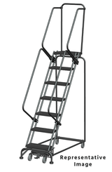 Ballymore Safety Products Weight-Actuated Series Ladders, Weight Actuated, 7 Step, 24 In Wide Base, 28 in Deep Top Step, Perforated Tread, Setup 